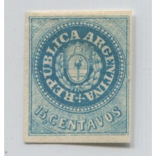 ARGENTINA 1862 GJ 09 ESCUDITO de 15 Cts. NUEVA CON ADELGAZAMIENTOS U$ 385